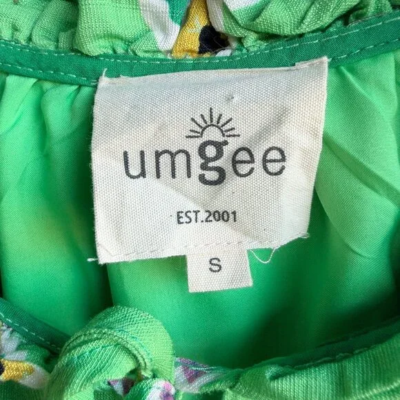 UMGEE Short Sleeve Ruffled Tie Neck Colorful Boho Blouse Women's Size S - Picture 3 of 7